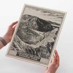 Channel Islands National Park Lithograph Style Print - Vintage California Archival Matte Fine Art Print. Santa Cruz Rosa Island Gift - thumbnail 2