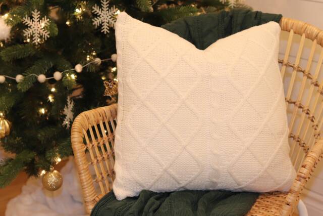 Samantha Throw Pillow, Ivory Sweater Knit - image 1
