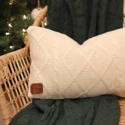 Samantha Throw Pillow, Ivory Sweater Knit - thumbnail 3