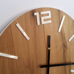 Large Wall Clock, Rustic Oak Natural Wood, White Numbers Gloss, Wood Wood Clock 19 - thumbnail 3