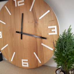 Large Wall Clock, Rustic Oak Natural Wood, White Numbers Gloss, Wood Wood Clock 19 - thumbnail 4