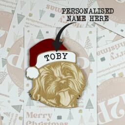 Personalised Pet Christmas Bauble/Ornament With Name - Dog Lhasa Apso 055 - thumbnail 2