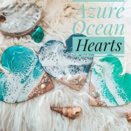 Azure Resin Ocean Hearts, Gifts For Her, Heart, Hanging Beach Wall Art, Epoxy Art - thumbnail 1