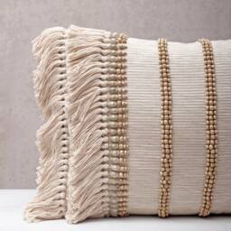 Light Beige Cotton Embroidered Bohemian, Bali Style Pillow Cover, Decorative Handmade Throw Cover, Cover Wlcc015 - thumbnail 2