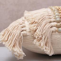 Light Beige Cotton Embroidered Bohemian, Bali Style Pillow Cover, Decorative Handmade Throw Cover, Cover Wlcc015 - thumbnail 3