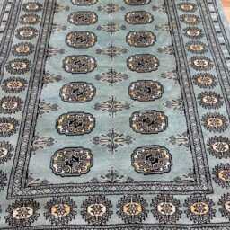 4x6 Pistachio Green Bokhara Rug - Washable Kitchen Woolen Living Room Hand Knotted Wall Turkish - thumbnail 3