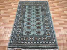 4x6 Pistachio Green Bokhara Rug - Washable Kitchen Woolen Living Room Hand Knotted Wall Turkish - thumbnail 1