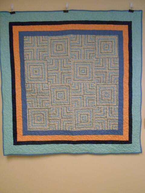 "Modern Illusion Throw Quilt Handmade Cotton Square Design - 52"" X 52" - image 1