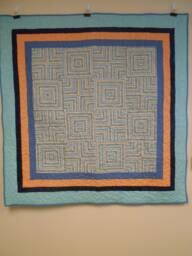 "Modern Illusion Throw Quilt Handmade Cotton Square Design - 52"" X 52" - thumbnail 1