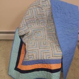 "Modern Illusion Throw Quilt Handmade Cotton Square Design - 52"" X 52" - thumbnail 4