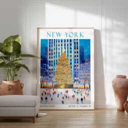 New York Print, Rockerfeller Centre Christmas Tree, New York Poster, Lover, Art, Christmas, Winter - thumbnail 3