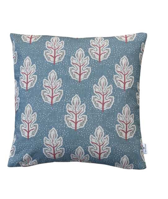 Teal Nordic Leaf Cushion Cover - Botanical Linen Look Pillow Case - image 1