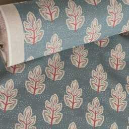 Teal Nordic Leaf Cushion Cover - Botanical Linen Look Pillow Case - thumbnail 4