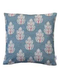Teal Nordic Leaf Cushion Cover - Botanical Linen Look Pillow Case