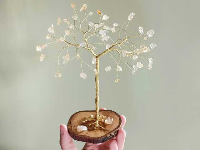 Citrine Wire Tree, 13Th Anniversary Gift, Gift For Parents - image 1