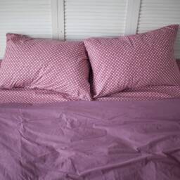 Cotton Sheets Set Of 4 Pieces in Purple Polka Dot. Fitted Sheet + Duvet Cover 2 Pillowcases. Twin Full Queen Custom Bed Linen