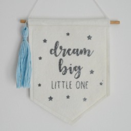 Dream Big Little One - Nursery Decor Wall Art Bunting Inspirational Quotes Children's Felt