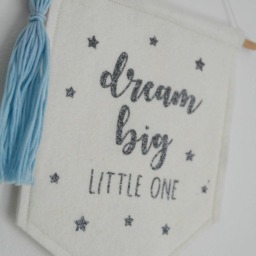 Dream Big Little One - Nursery Decor Wall Art Bunting Inspirational Quotes Children's Felt - thumbnail 2