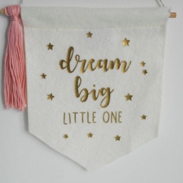 Dream Big Little One - Nursery Decor Wall Art Bunting Inspirational Quotes Children's Felt - thumbnail 3