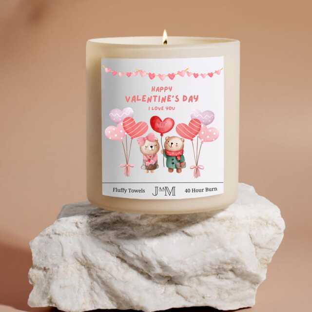 I Love You Valentines Day Candle - Soy Wax Gift Box Valentine's Bears With Balloons For Her - image 1