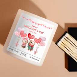 I Love You Valentines Day Candle - Soy Wax Gift Box Valentine's Bears With Balloons For Her - thumbnail 2