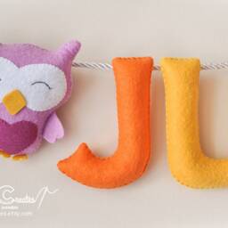 Felt Baby Name Sign Colorful Owl Nursery Decor - thumbnail 2