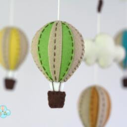 Handmade Felt Hot Air Balloon Baby Mobile, Nursery Decor - thumbnail 2