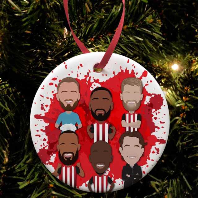 Sale Brentford 2024-25 Christmas Tree Decoration Flat Ceramic Bauble Vector Heroes Choice Of Design Great Gift For Bees Fans - image 1