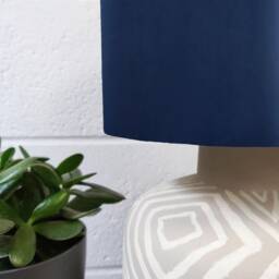 Navy Blue Lampshade in Velvet With Silver Lining, Large Ceiling Lightshade - thumbnail 2