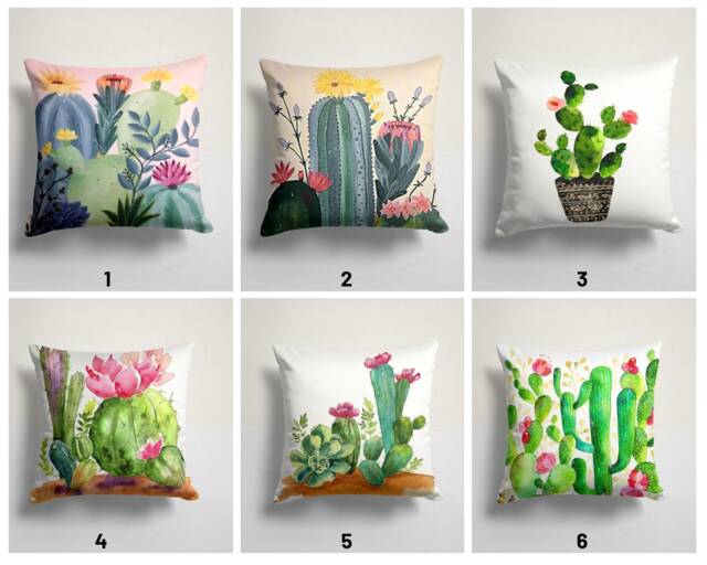 Cactus Pillow Cover/Green Cactus Case/Botanical Cushion Cover/Home Decor Case/Gift For Her Cushion/Floral Case - image 1