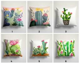 Cactus Pillow Cover/Green Cactus Case/Botanical Cushion Cover/Home Decor Case/Gift For Her Cushion/Floral Case - thumbnail 1