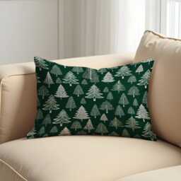 Christmas Cushion Cover With White Pine Tree Pattern, Green Winter Holiday Throw Pillowcase, Scandinavian Decorative Case For Sofa - thumbnail 2