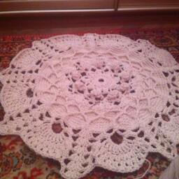 Crochet Cotton Rug Round Area Rug, French Country Decor - 75 Inch - thumbnail 3
