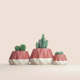 3D Printed Cactus, Succulent Planters , Mid Century Idea Gift For Home, Large Planter Pot - thumbnail 3