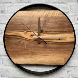 Minimalist Metal Wood Wall Clock, Large Modern Industrial Unique Clock For Farmhouse & Livingroom Wall, Rustic Home Office Decor - thumbnail 2