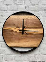 Minimalist Metal Wood Wall Clock, Large Modern Industrial Unique Clock For Farmhouse & Livingroom Wall, Rustic Home Office Decor - thumbnail 1