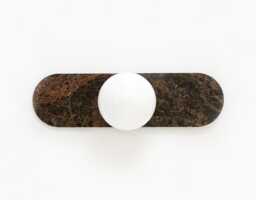 Dark Emperador Marble Minimalist Wall Sconce - Opal Glass Globe Flush Mount Vanity Light