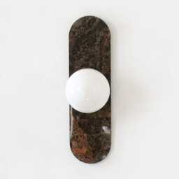 Dark Emperador Marble Minimalist Wall Sconce - Opal Glass Globe Flush Mount Vanity Light - thumbnail 4