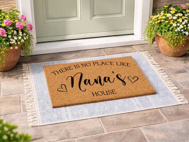 Unique Nana Gift From Grandkids - Heart Design Personalized Doormat - image 1