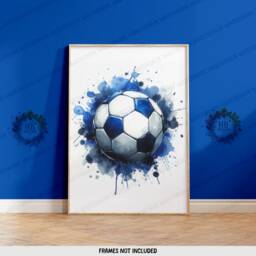Custom Football Posters - Set Of 3 Prints - Boys Bedroom Decor Kids Wall Art Soccer Artwork Personalised Footballer Gifts Blue - thumbnail 3