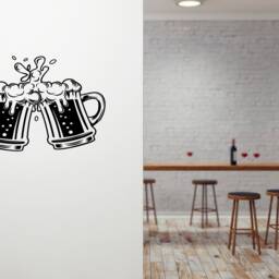 Wall Art Image, Cheering Beer Silhouette, Kitchen Sticker, Vinyl Decal, Modern Transfer - thumbnail 3