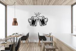 Wall Art Image, Cheering Beer Silhouette, Kitchen Sticker, Vinyl Decal, Modern Transfer