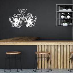 Wall Art Image, Cheering Beer Silhouette, Kitchen Sticker, Vinyl Decal, Modern Transfer - thumbnail 2