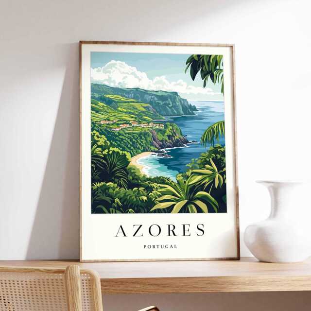 Azores Portugal Poster Coastal Landscape Wall Art - image 1