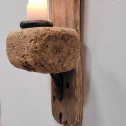 Dorset Driftwood & White Glazed Ceramic Heart Night Light Candle Holder Sconce - thumbnail 4