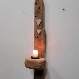 Dorset Driftwood & White Glazed Ceramic Heart Night Light Candle Holder Sconce - thumbnail 2