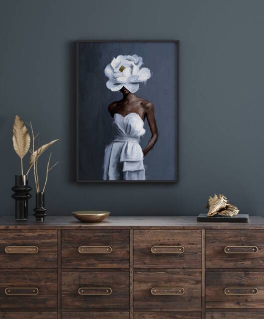 Black Woman Flower Art Print African American Portrait - image 1