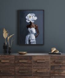 Black Woman Flower Art Print African American Portrait - thumbnail 1