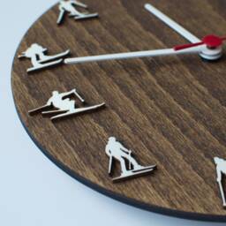 Ski Wood Clock Decor Skier Wall Art Gift For Extreme Sports Lovers Lover Gift Downhill Skiing - thumbnail 3