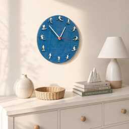 Ski Clock, Nordic Alpine Wall Decor, Skier Gift For Dad Or Boyfriend - thumbnail 2